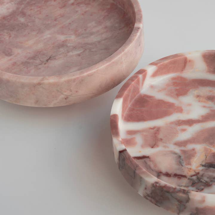 Kiwano Concept - Wholesale Decorative Plate/Dish/Bowl - 'CYCLO' PINK MARBLE BOWL3