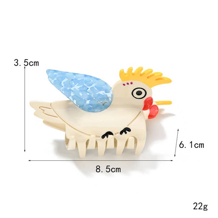 Beige Cute Cartoon Cockatoo Hair Clip, Bird Hair Accessory for wholesale on Faire3