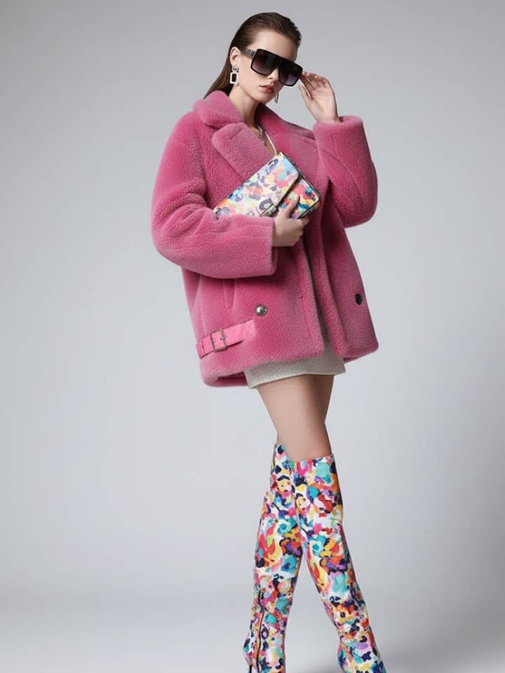 Dames Oversized Shearling Peacoat CHELSEA Nieuwe Collectie Couture in Manhattan BYMANYC ® New York voor wholesale door BYMANYC NEW YORK