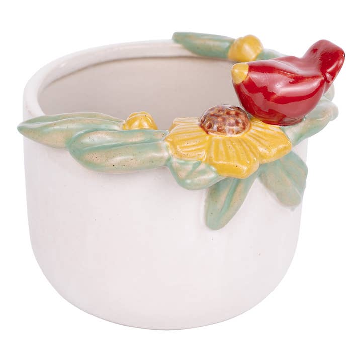 Glory Haus - Wholesale Plant Pot - Red Bird Sunflower Flower Pot