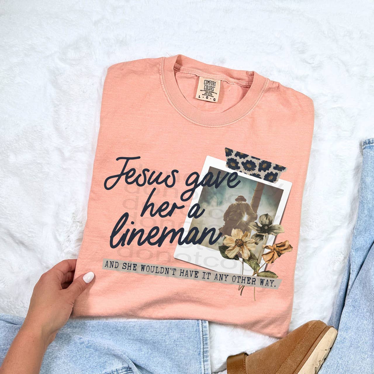 Trendy Transfers - Wholesale Sublimation Transfer - Jesus Gave Her A Lineman DTF Heat Transfer0
