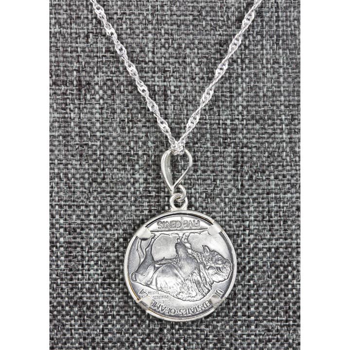 American Coin Treasures - Wholesale Pendant/Charm Necklace - Buffalo Nickel Coin Sterling Silver Necklace