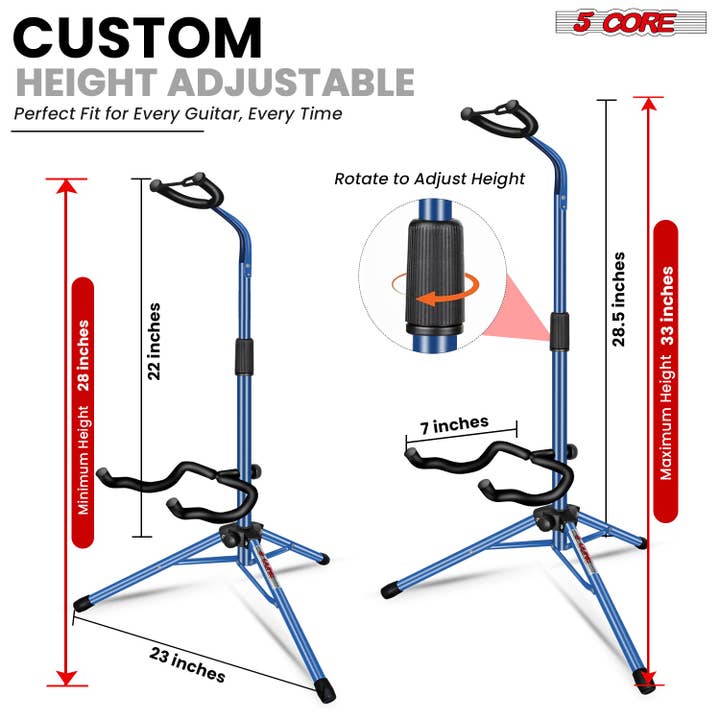 K Cube Inc - Wholesale Musical Instrument - 5Core Guitar Stand Pair Floor Folding Holder Soporte Para Guitarra for Acoustic Electric Bass1