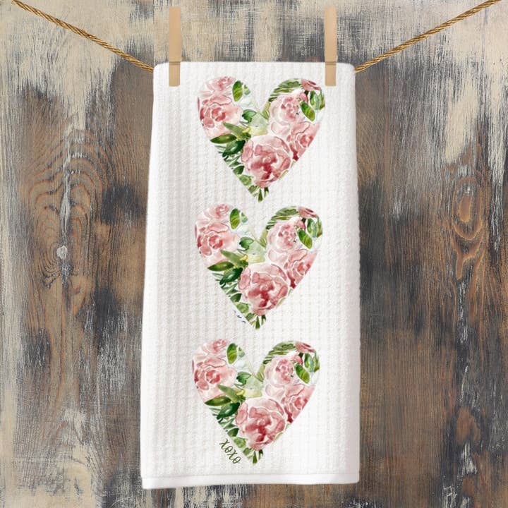 Cottage & Club - Vendita all'ingrosso Strofinacci - Asciugamano da cucina con cuore di rose Shabby Cottage | Asciugamano da cucina di San Valentino | Cuori | Decorazione cucina di San Valentino | Cucina in stile rustico | Shabby Chic | Country3