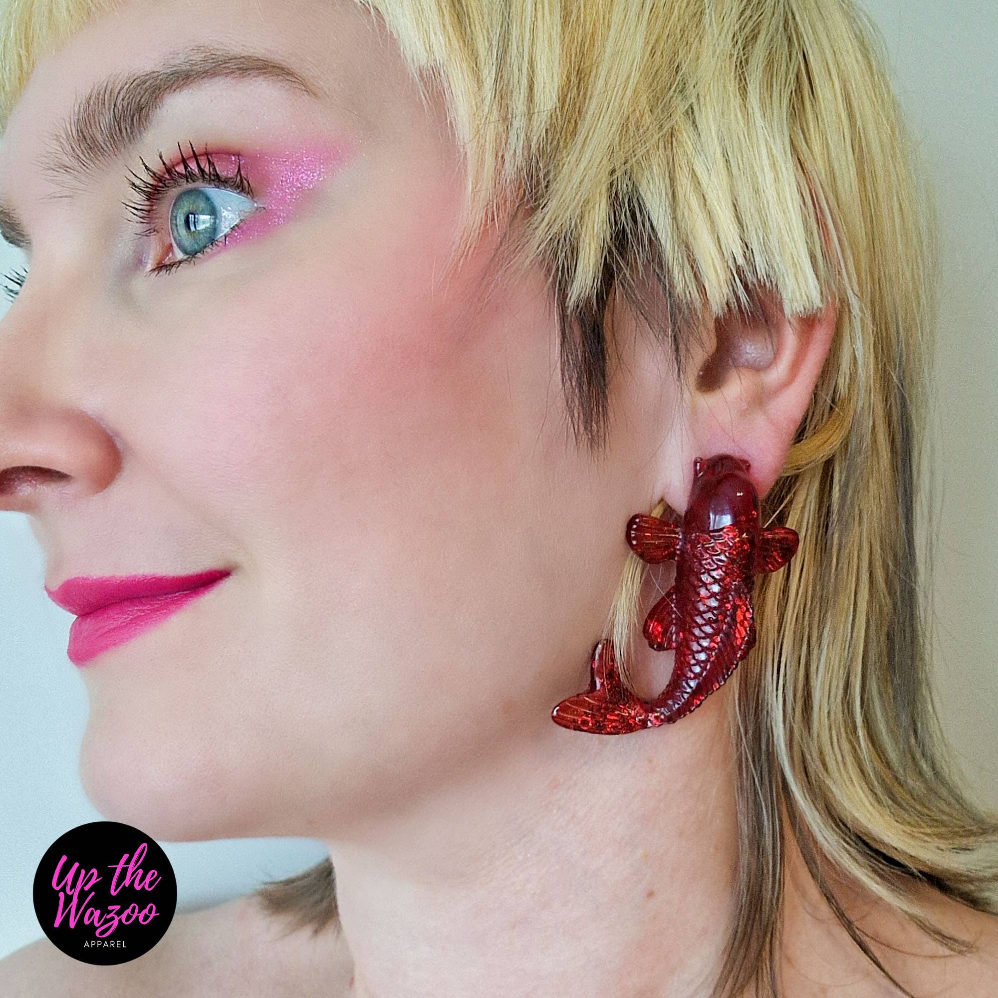 Up the Wazoo Apparel - Wholesale Knopjes/oorstekers - Fraaie Lokaas, Vurige Rood - Handgemaakt Op Bestelling3