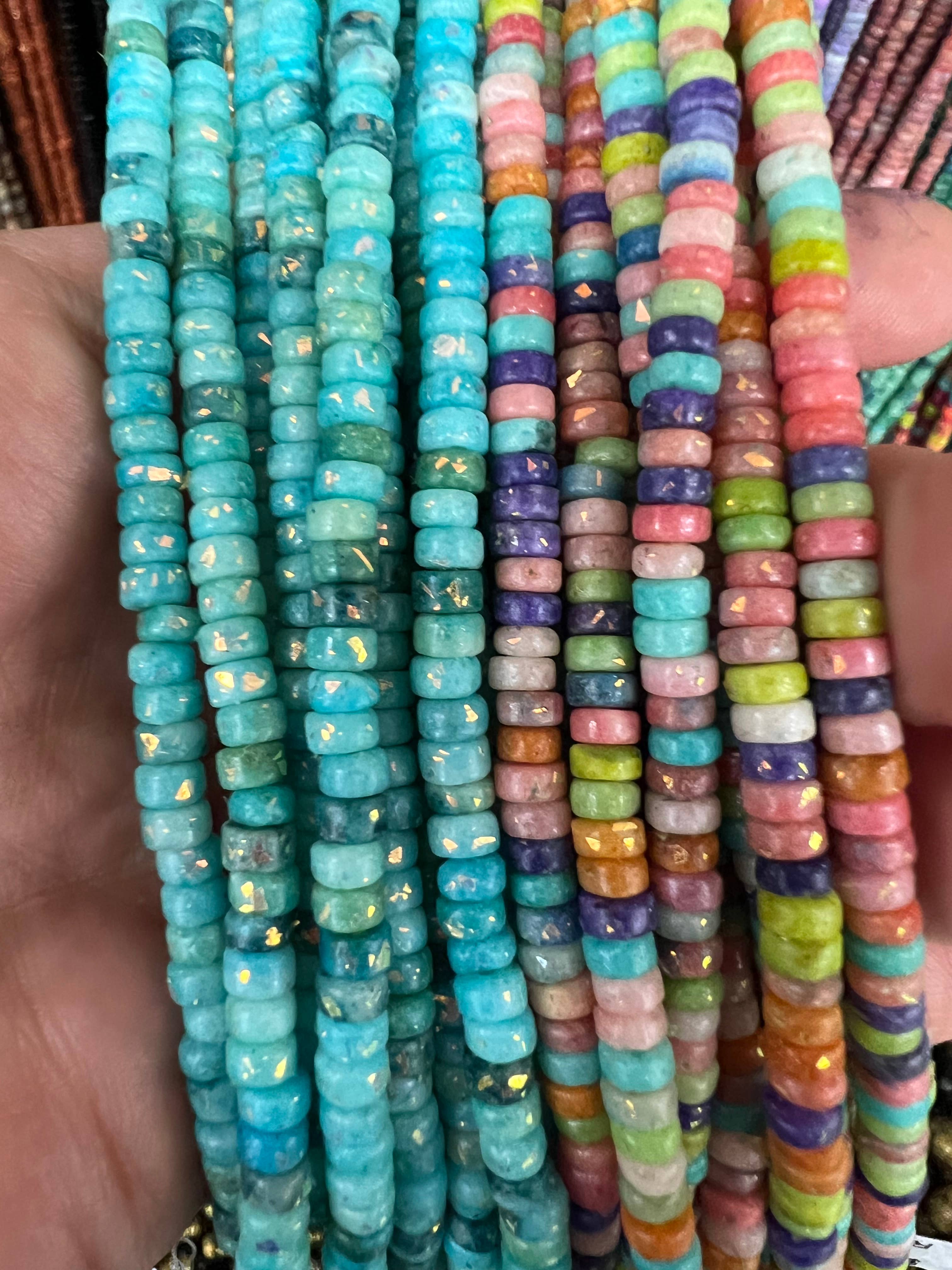 Sonya Renee Jewelry - Vente Collier de perles - Collier Minnie - Perles de Dolomite avec Inflexions Dorées10