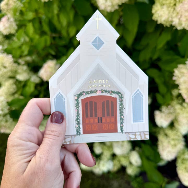 Ginger P. Designs - Wholesale Wedding Card - Wedding Chapel Die-Cut Greeting Card 2