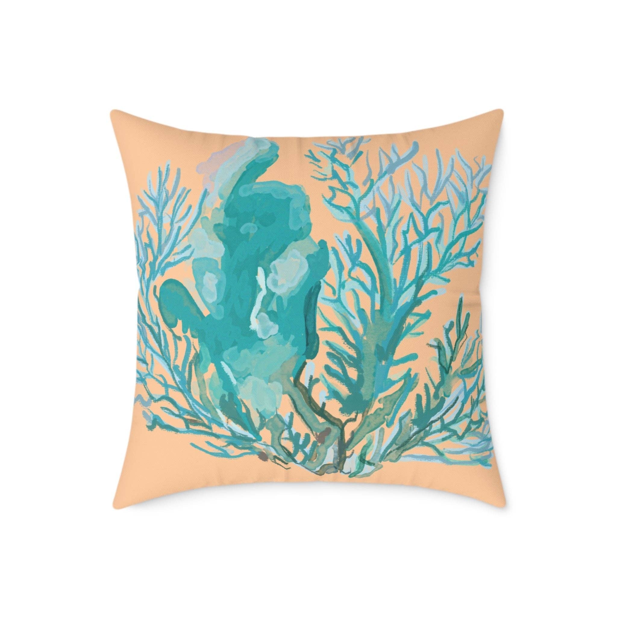 Blue Cava - Wholesale Throw/Decorative Pillow - Coastal Coral Square Poly Canvas Pillow - Ocean-Inspired Home Decor3