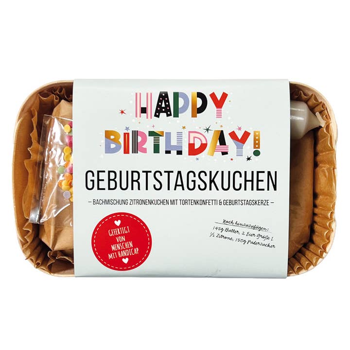 Geburtstagskuchen Backmischung mit Tortenkonfetti und Kerze für den Großhandel von Wunderle GmbH