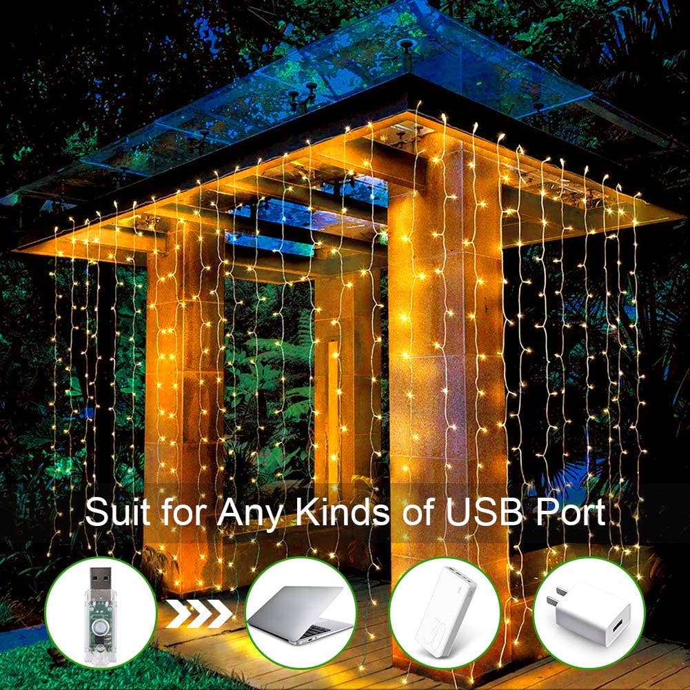 Perfect Holiday - Wholesale String Lights - 300 LED Curtain Lights USB Remote - Rainbow5