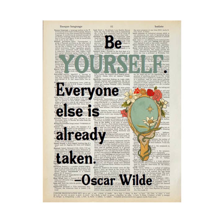 Be Yourself | Dictionary Print | Vintage Book Art for wholesale by Bookish Birds