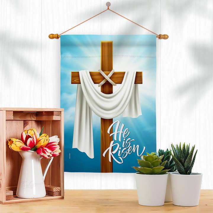 Two Group Flag Co - Vente Drapeaux - Il est ressuscité Religious Faith Décor de Pâques2
