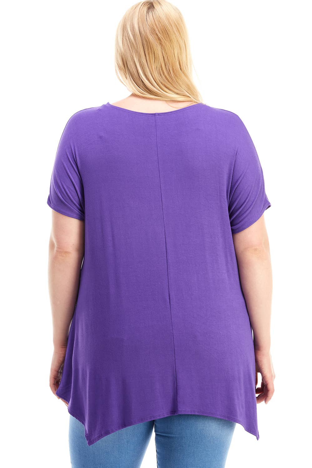 Azules Clothing - Wholesale Tunic - Women's - ATP-2307RSX Plus Size Asymmetric Short Sleeve Tunic52
