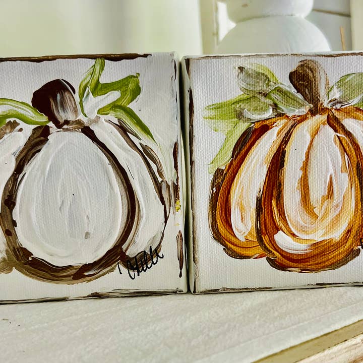 The Happy Butterfly - Wholesale Painting/Drawing - Hand-Painted Textured Pumpkin Canvas - 4"x4" Classic Orange1