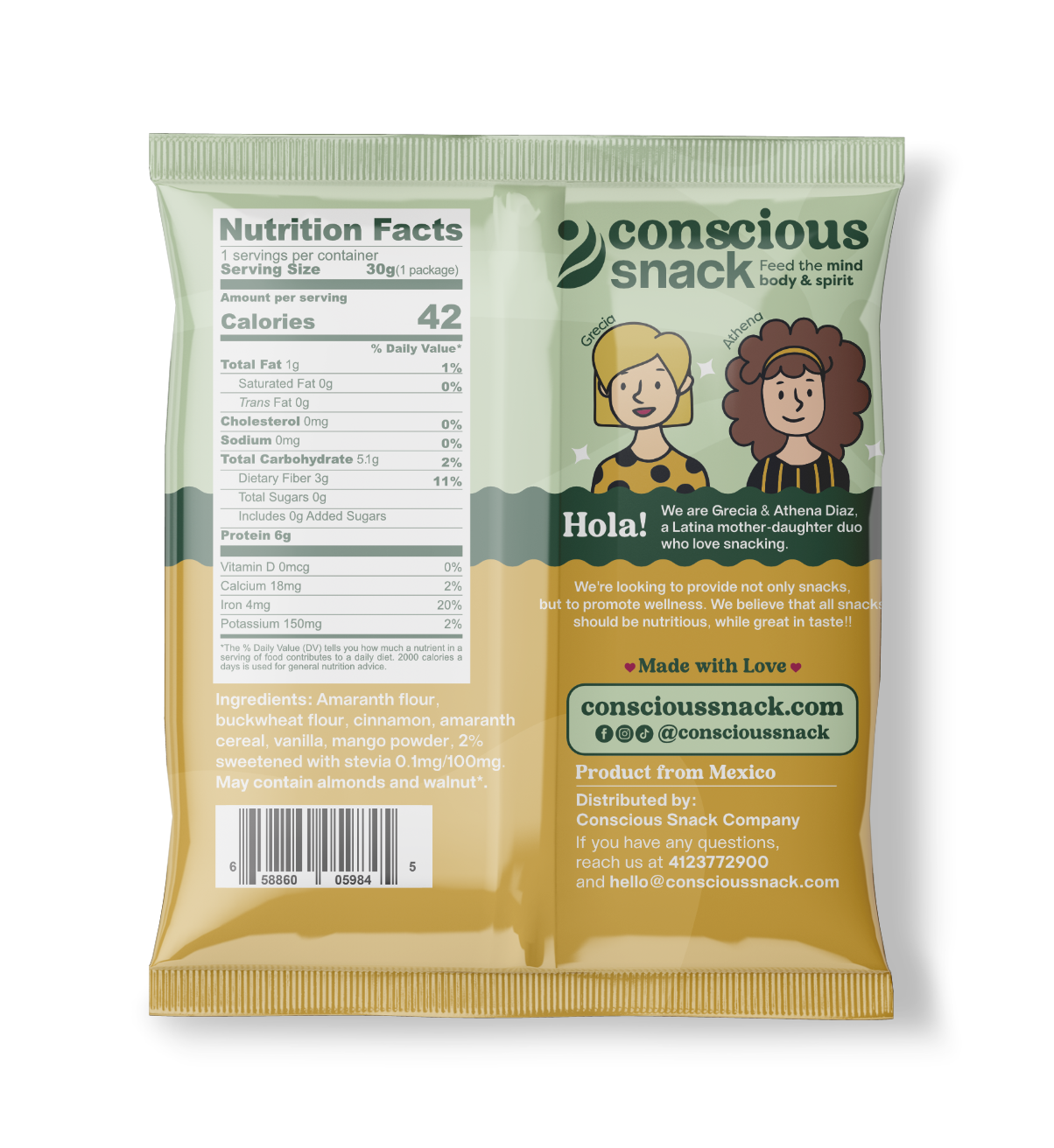 Conscious Snack – wholesale Biscuit – Conscious Snack Amaranth Wafers Obleas Mango 1.05oz2