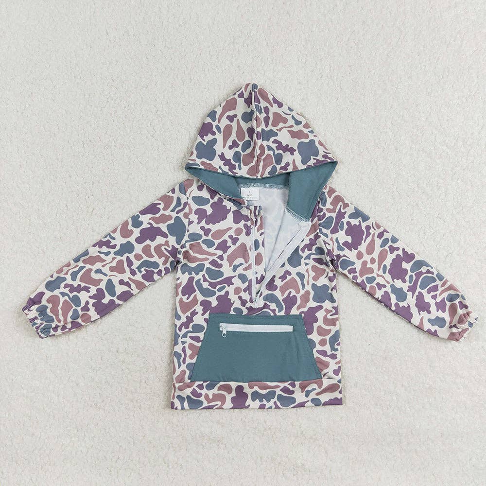 Aier Wholesale - Vente Sweat à capuche – enfant - Pulls d'automne à capuche et fermeture éclair en camouflage vert pour bébés garçons1