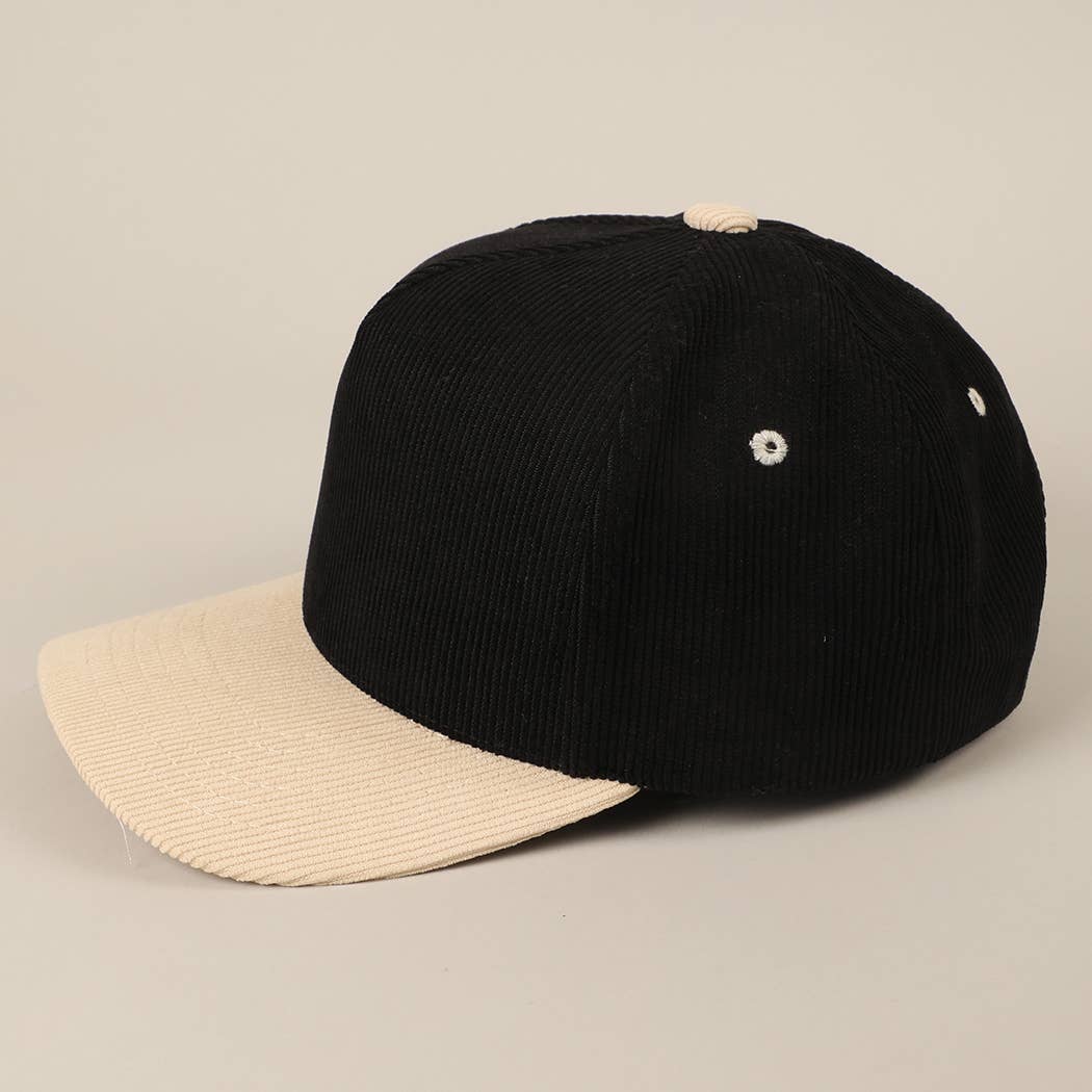 Fashion City - Wholesale Baseball Cap - Unisex - Plain Two Tone Corduroy 5 Panel Trucker Hat30