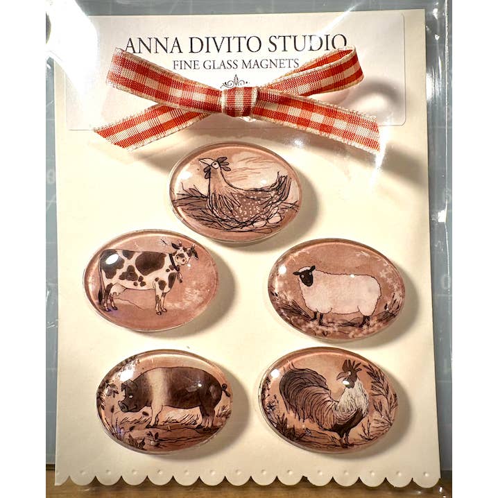Anna DiVito Studio - Wholesale Magnet - COUNTRY FARM ANIMALS MAGNET SET | GLASS LARGE | HANDCRAFTED2