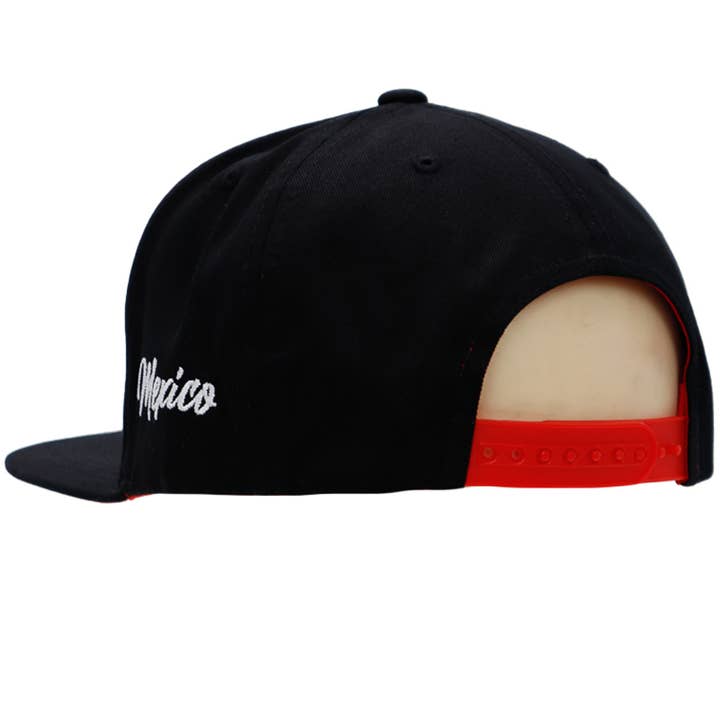 Cap Zone – wholesale Flat-brimmed cap – Unisex – Mexico Logo Chain Stitch Flag Under Bill Print Flat Snapback11