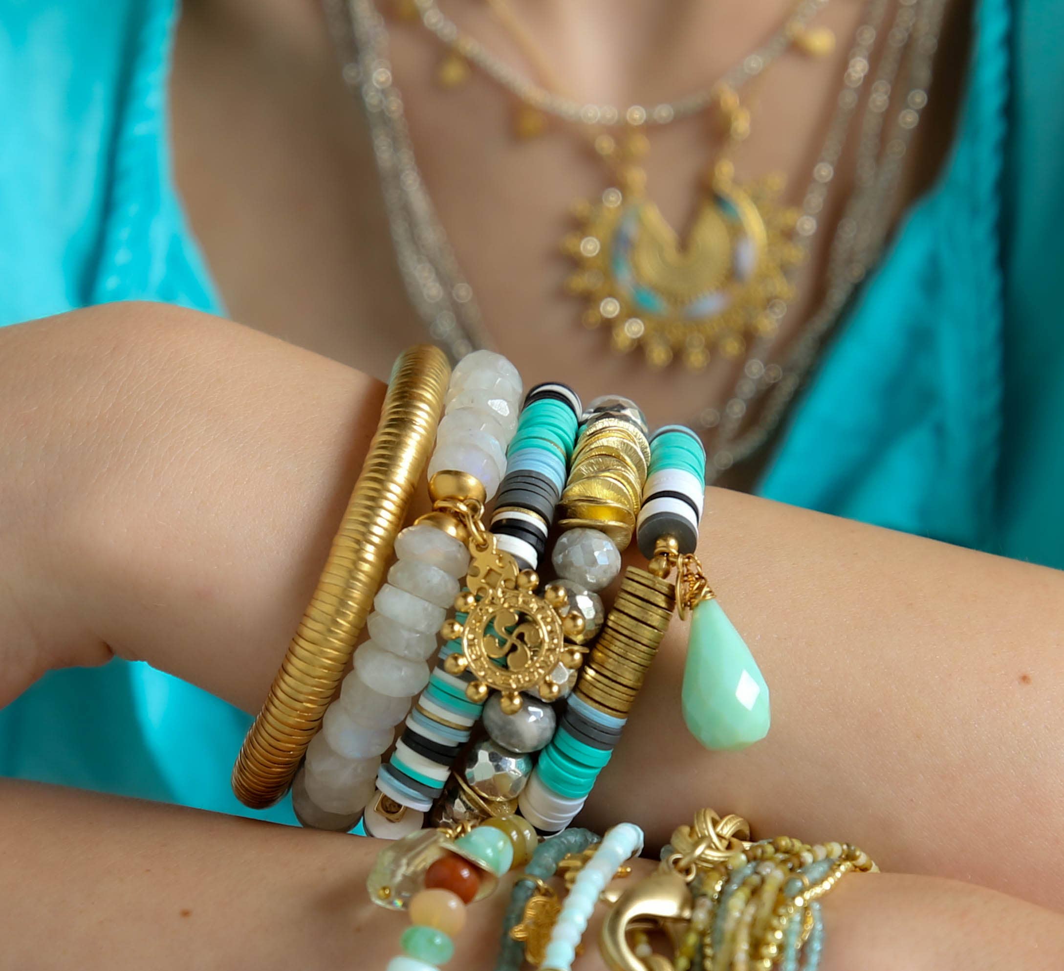 Catherine Page Jewelry - Wholesale Charm/Dangle Bracelet - Juno Gemstone Bracelet in Silver Pyrite3