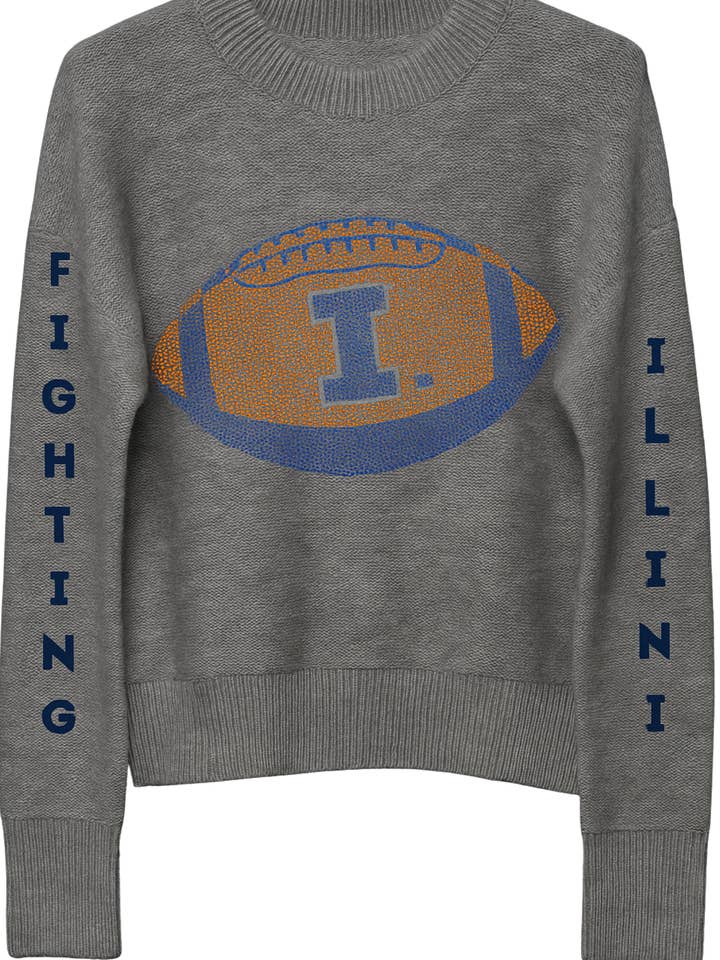 Moving Forward Designs - Wholesale Graphic Sweatshirt - Women's - University of Illinois Gray Crewneck Fighting Illini Football Sweater1