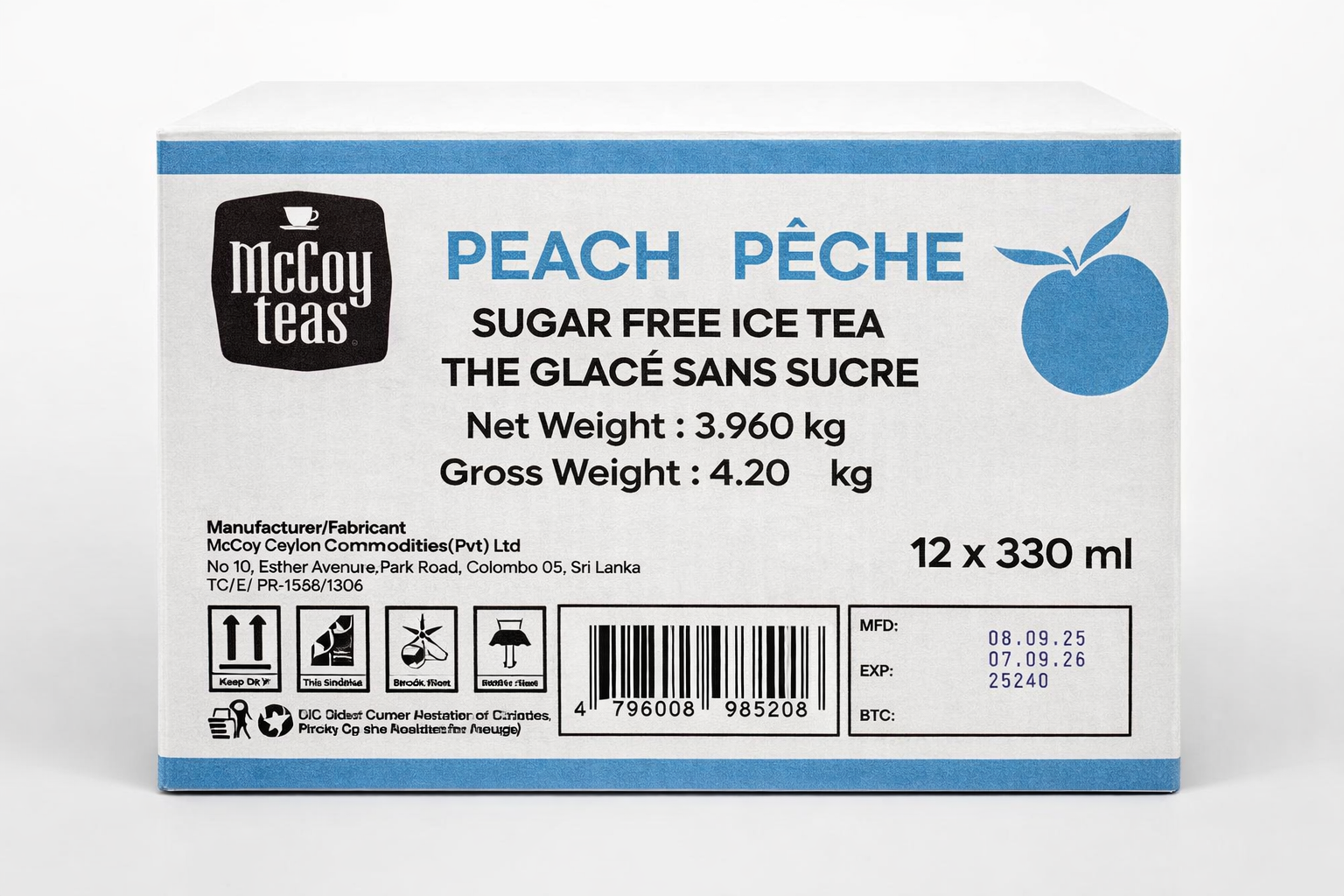 Mccoy Teas Canada - Wholesale Iced Tea - Peach Naturally Infused Ceylon Iced Tea (Zero Sugar) 12 Pack3