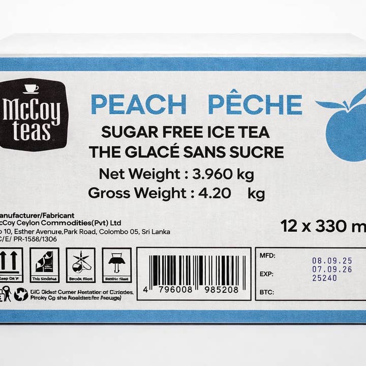 Mccoy Teas Canada - Wholesale Iced Tea - Peach Naturally Infused Ceylon Iced Tea (Zero Sugar) 12 Pack3
