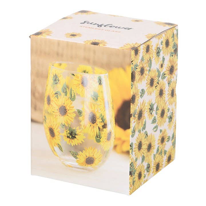 Something Different Wholesale - Wholesale Wine Glass - Sunflower Print Stemless Glass3