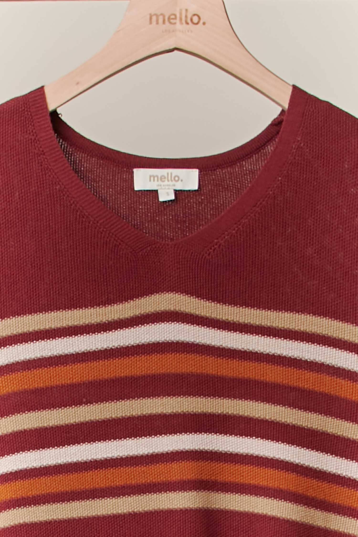 Mello. - Vente Pull en maille – femme - Pull léger en maille rayée7