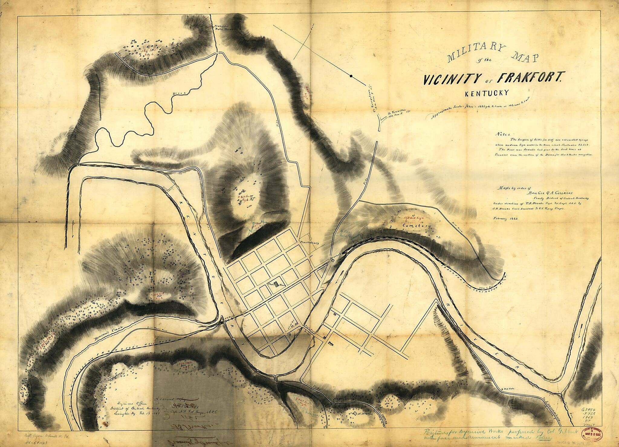 Relic Map Co. - Wholesale Map - Military Map of the Vicinity of Frankfort, Kentucky 18630