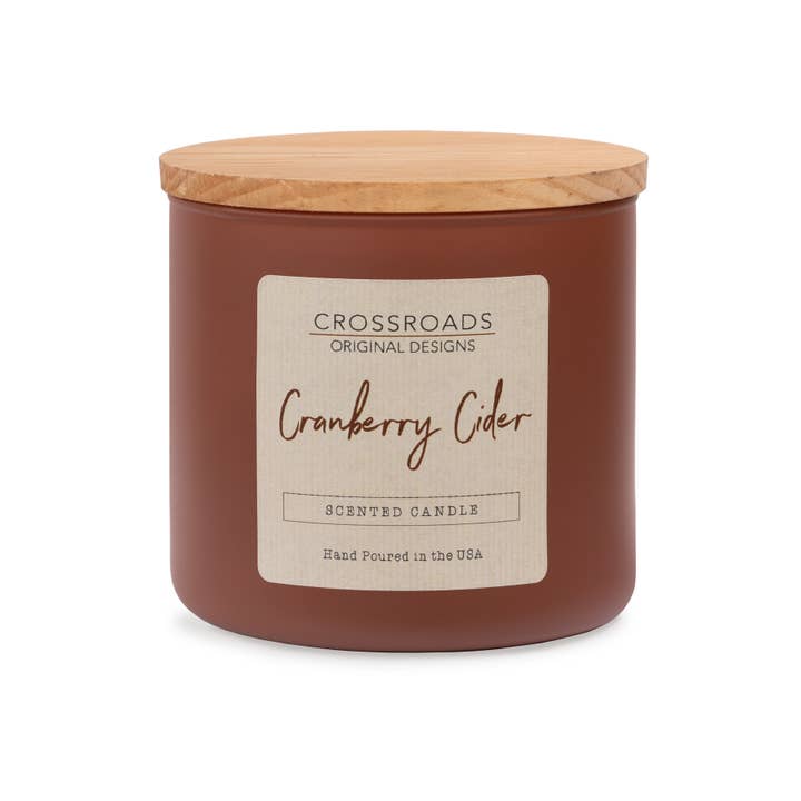 Cranberry Cider - 14 oz. Colored Glass Candle for wholesale by Crossroads Original Designs