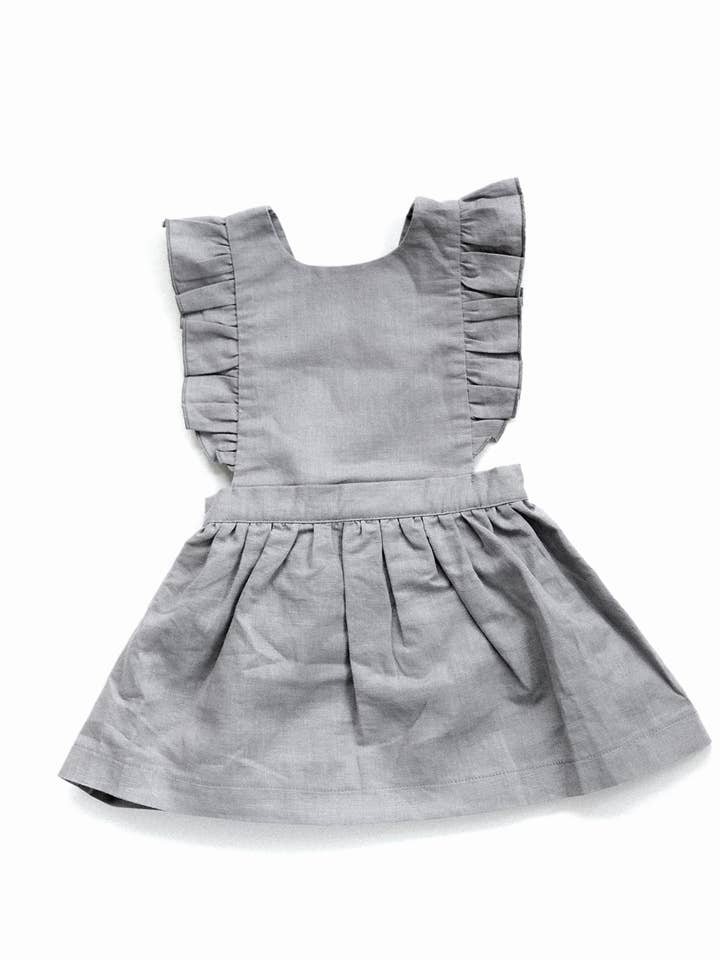 Grey BABY Pinafore Linen Dress for wholesale on Faire