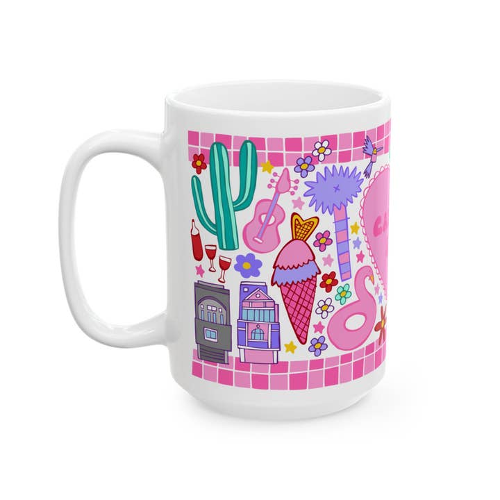 LOLALA - Your California Happiness Market 💛 - Wholesale Coffee Mug - *GIRLY* California I Love You Mug (15oz)