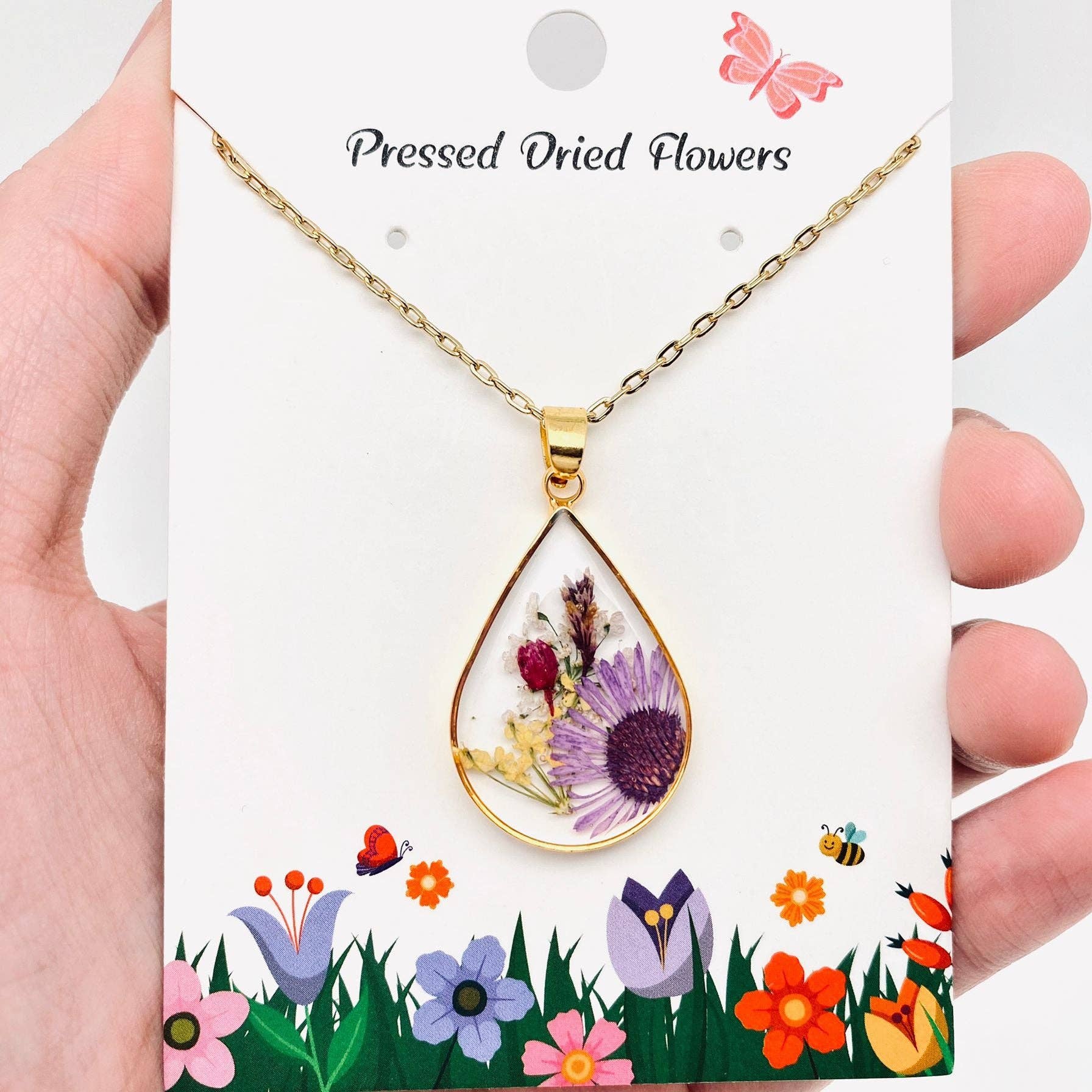 Mio Queena - Wholesale Pendant/Charm Necklace - Genuine Pressed Dried Flower Floral Charm Necklace - PDF14