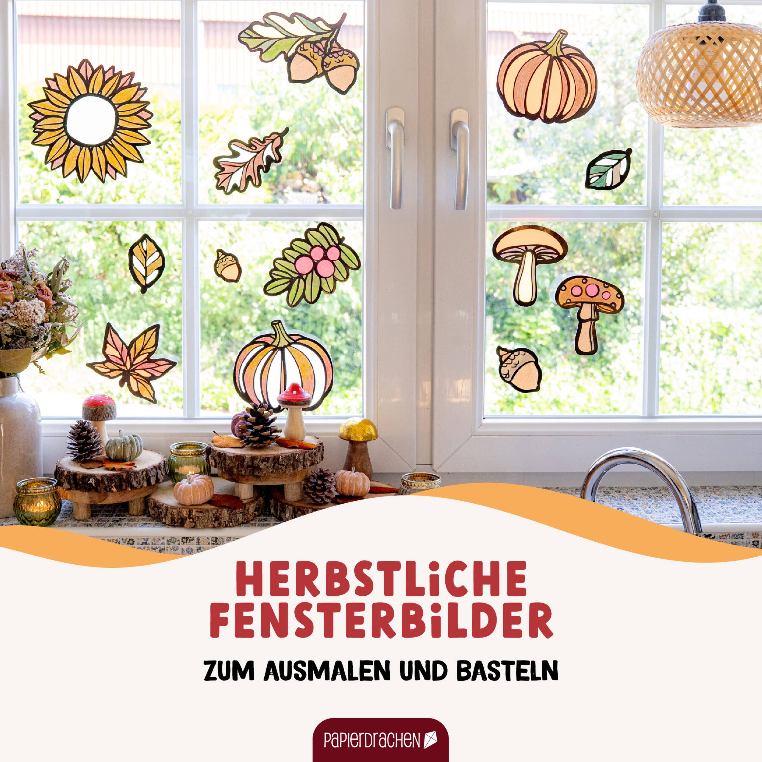 Papierdrachen - Wholesale DIY Craft Kit - Paper Kite Coloring Window Pictures Pumpkin1