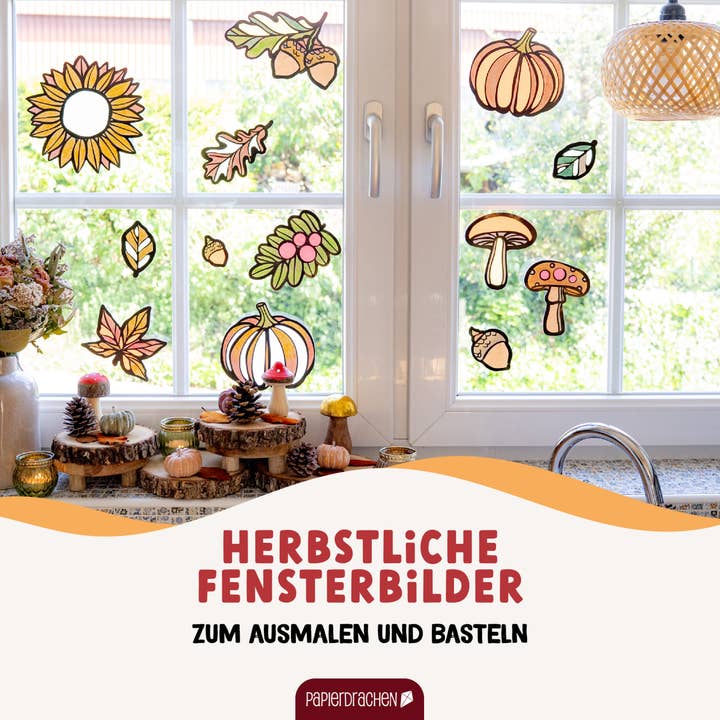 Papierdrachen - Wholesale DIY Craft Kit - Paper Kite Coloring Window Pictures Pumpkin1