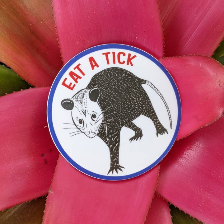 Natalie V. Mason - Wholesale Sticker - Sticker - "Eat a Tick" Opossum - Possum sticker