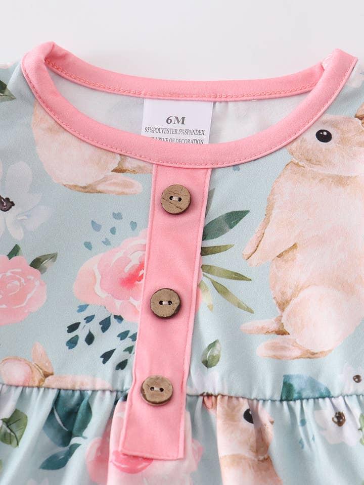 Rylee Faith Designs - Wholesale Bodysuit (Non-Footed) - Baby - Blue Rabbit Floral Baby Romper