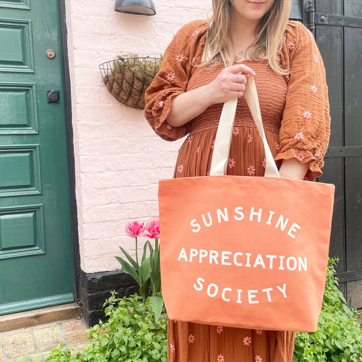 Alphabet Bags - Wholesale Tote Bag - Women's - Sunshine Appreciation Society - Peach Canvas Tote Bag