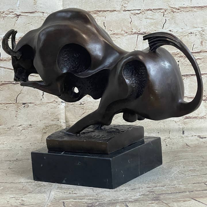 Bronzhaus - Vente Sculpture - Statue de taureau en bronze d'art moderne Milo originale abstraite milieu du siècle