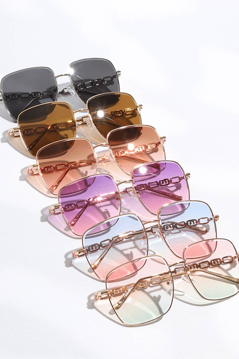 12 CORES SORTIDAS Óculos de sol em forma de corrente de lentes coloridas com armação fina para venda a revendedores na Faire1