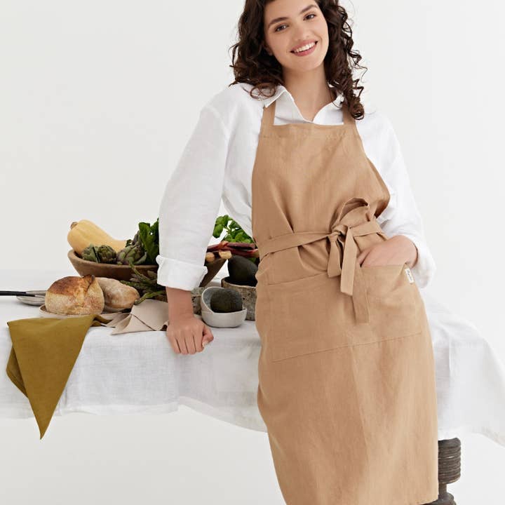 MagicLinen (We handle U.S. import procedures for you) - Wholesale Apron - Linen bib apron with pockets in various colors one size9