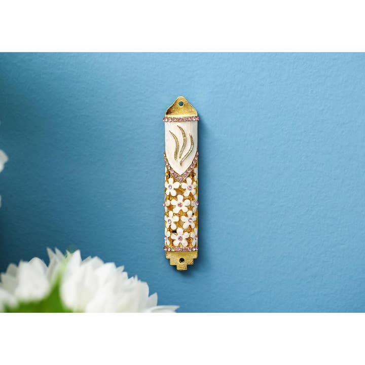 Matashi - Wholesale Decorative Tabletop Object - Matashi 4.25" Hand Painted Enamel Mezuzah