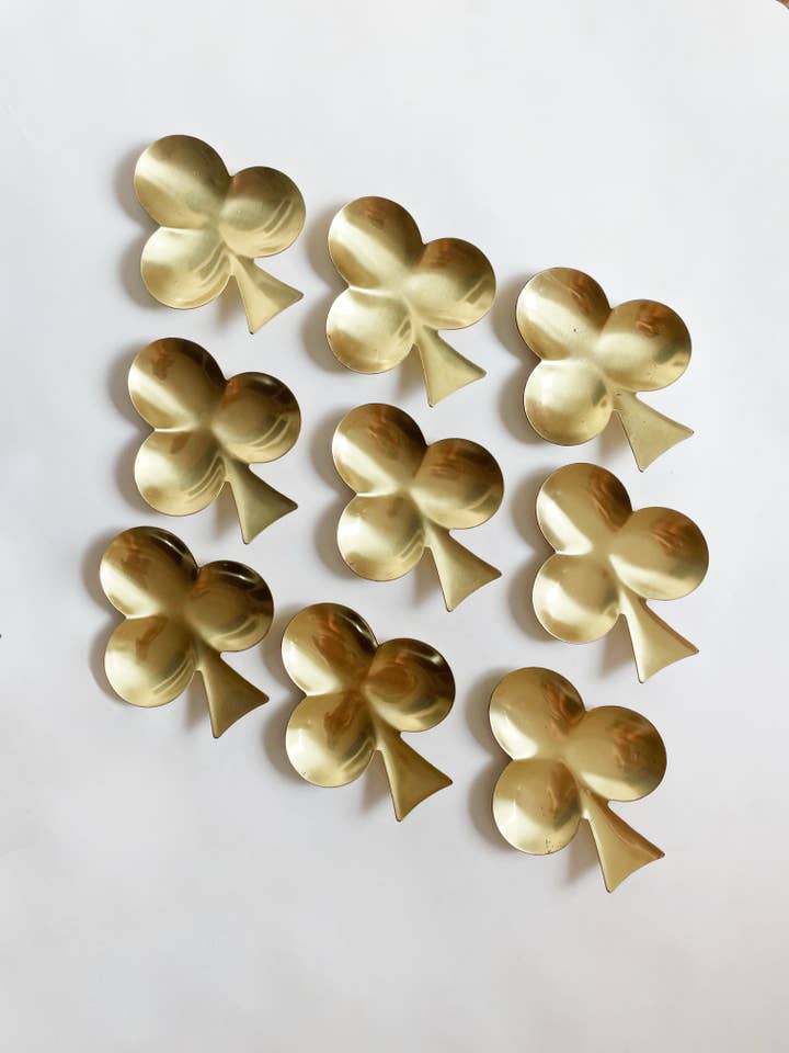 Set of Nine Italian Brass Clover Dishes for wholesale by virga