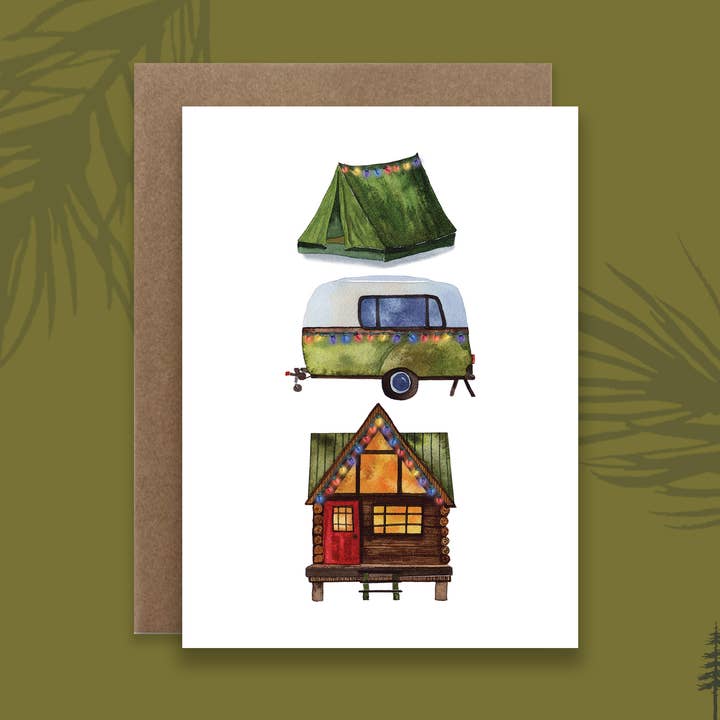 No Place Like Home Christmas Card | Camp Christmas for wholesale by Broken Paddle Studio