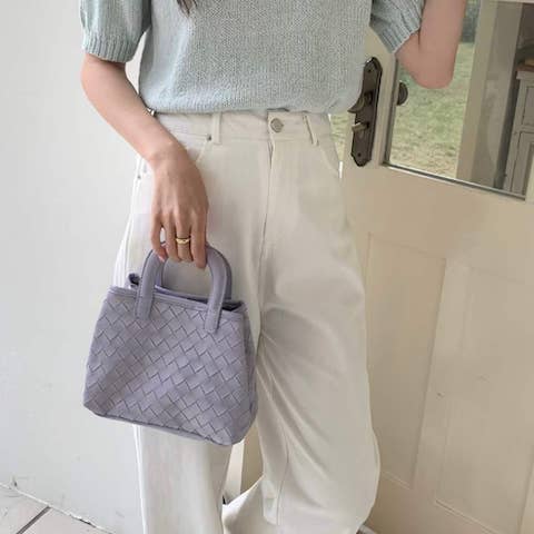 Pretty Persuasions - Wholesale Top Handle Bag - Women's - P24073 Mini Woven Top-Handle Crossbody Bag w/Cosmetic Pouch2