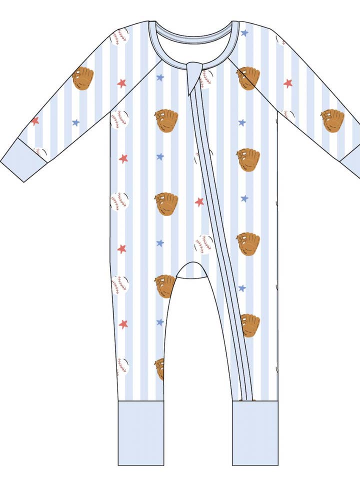 Kiki + Lulu - Wholesale Jumpsuit - Baby - Stripe Baseball Convertible Footie