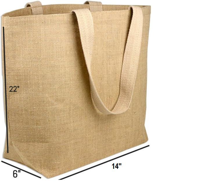 Alo Organic International - Wholesale Tote bag – Unisex - Jute/Burlap Tote Bags with Cotton Handles 22" x 14" x 6"1