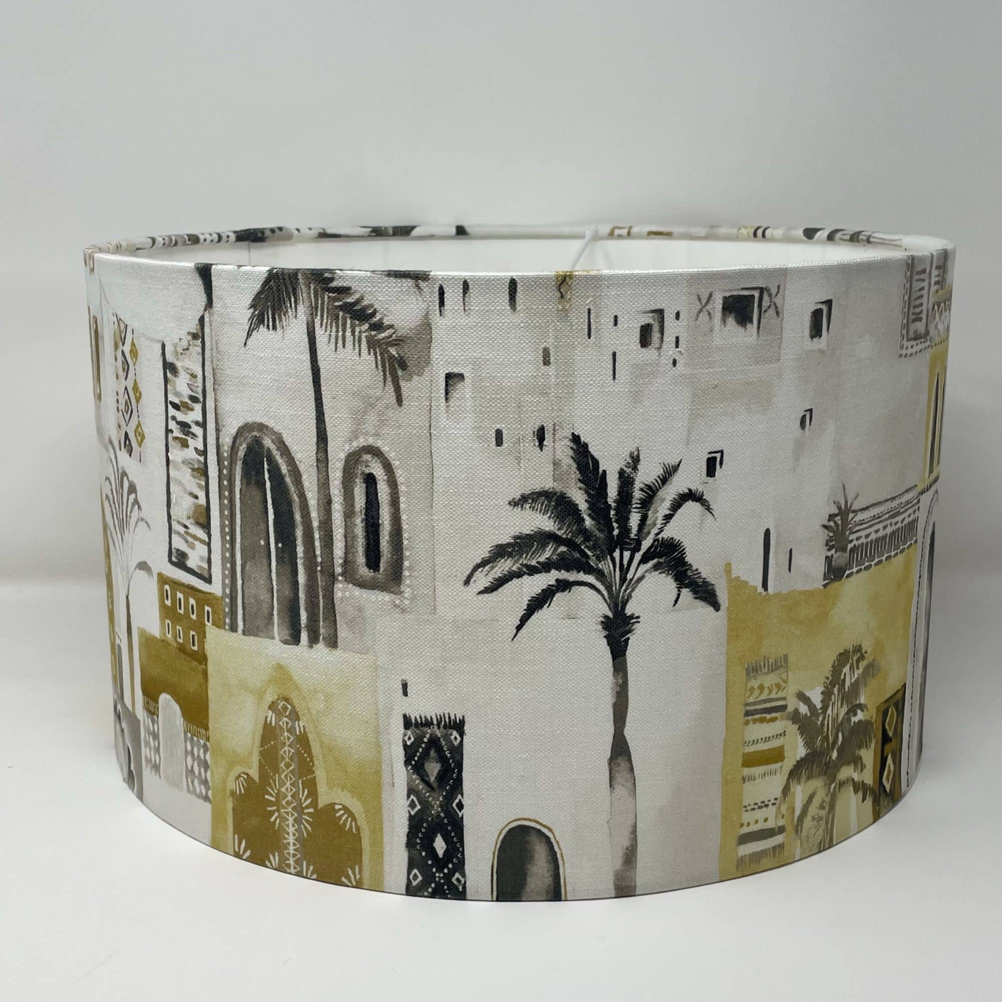 Fait Par Moi – wholesale Lampshade – Marrakesh Drum Lampshade In Mustard, White And Grey0