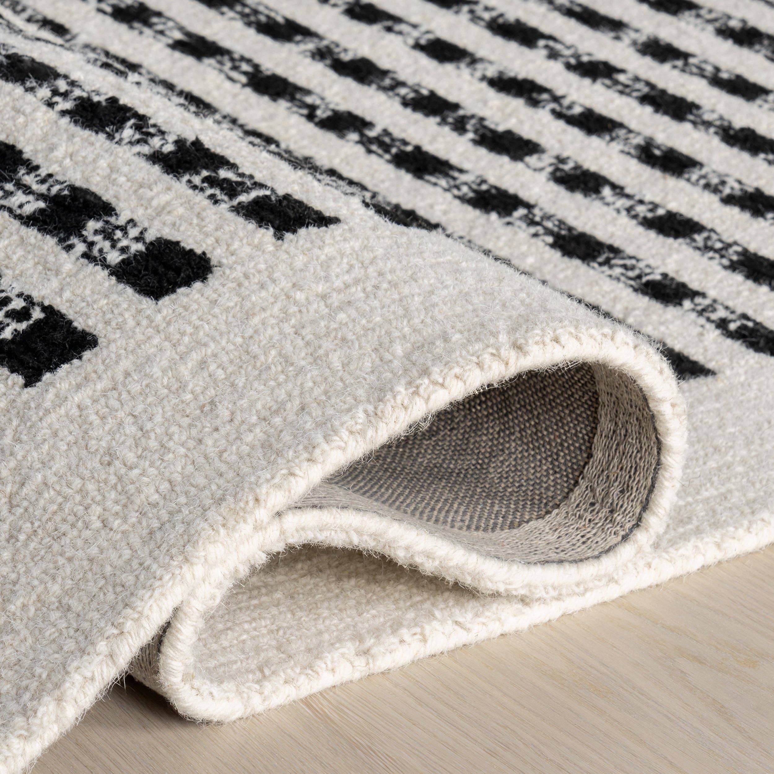 Ivory Adahlia Checkered Wool Area Rug for wholesale on Faire11